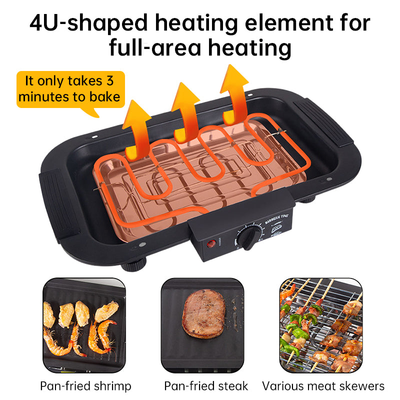 Grelhador Elétrico Portátil 6 Níveis de Temperatura