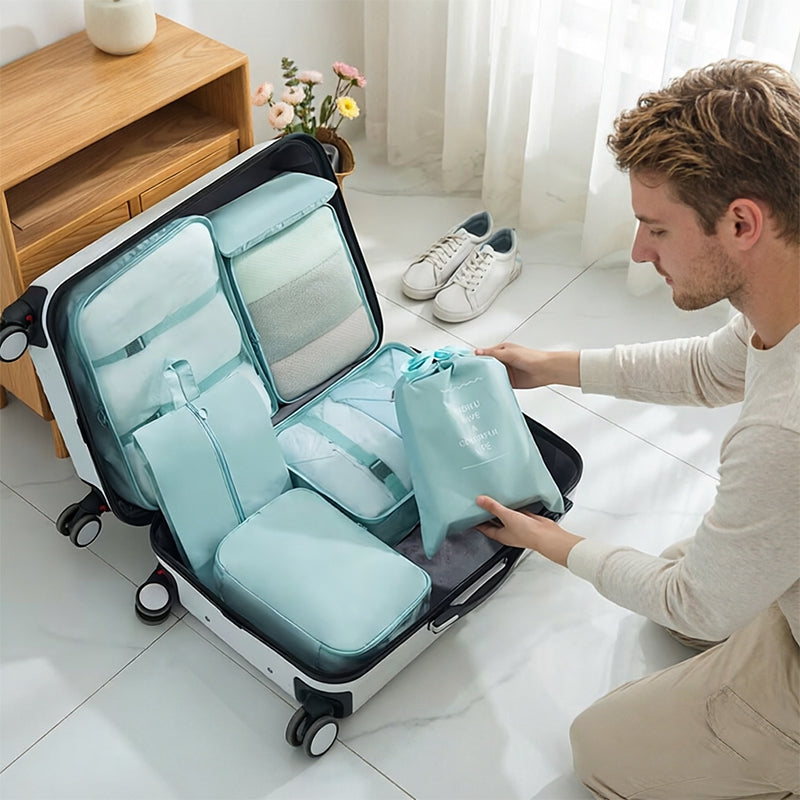 7Pcs Travel Packing Cubes, Luggage Organizer Set with Shoe Bag for Clothes Storage