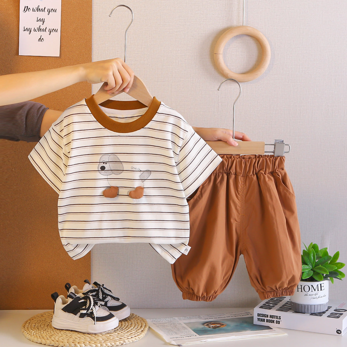 Conjunto Infantil Riscas Manga Curta Verão