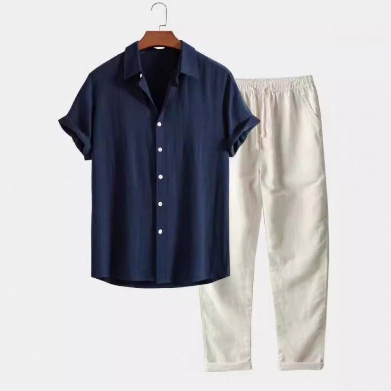 Fato Masculino Slim Fit em Linho e Algodão
