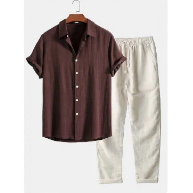 Fato Masculino Slim Fit em Linho e Algodão