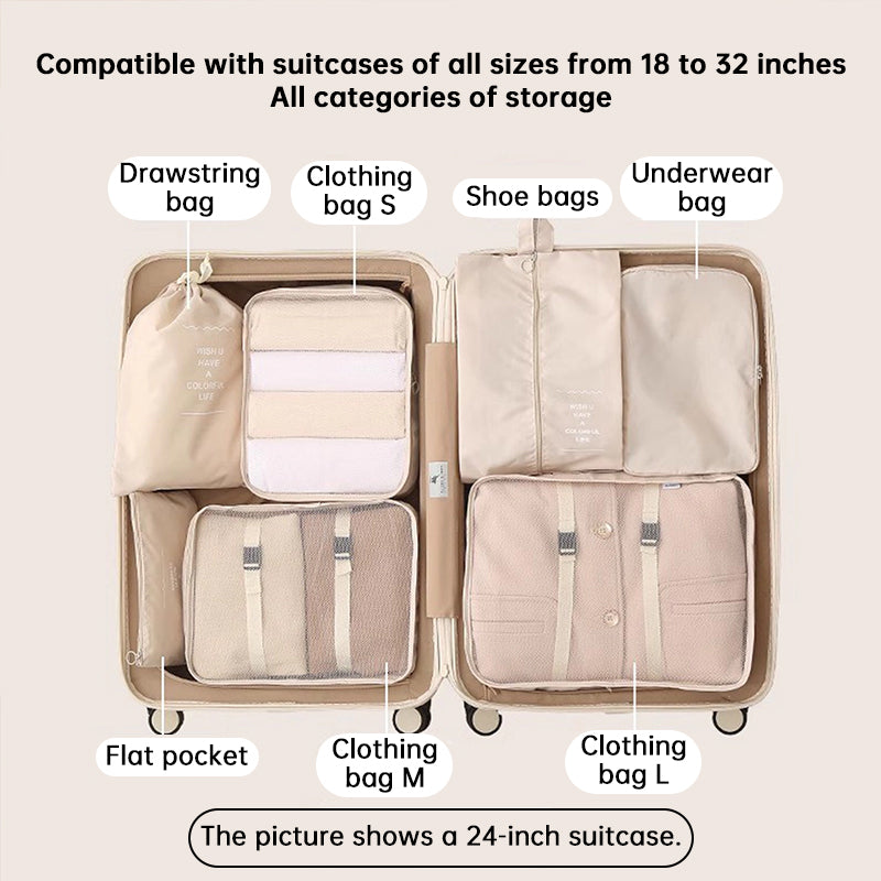 7Pcs Travel Packing Cubes, Luggage Organizer Set with Shoe Bag for Clothes Storage