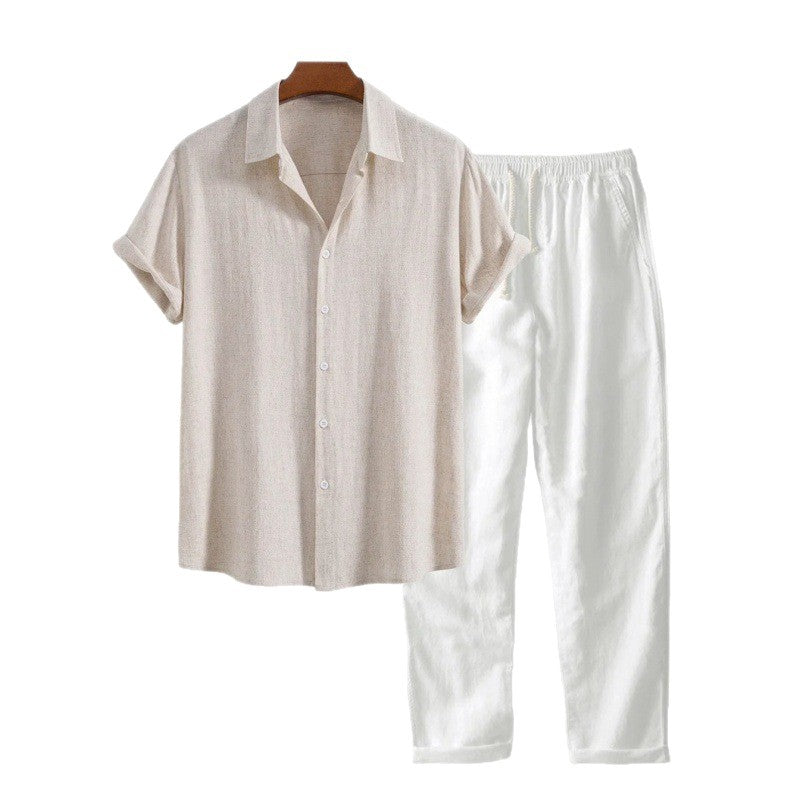 Fato Masculino Slim Fit em Linho e Algodão